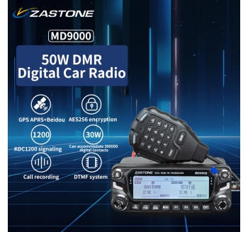 ZASTONE MD9000 DMR Digital Car Walkie Talkie 50W Dual Band mobiles Radio Gps APRS Walkie-talkie AES256 DTMF Amateur Transceiver