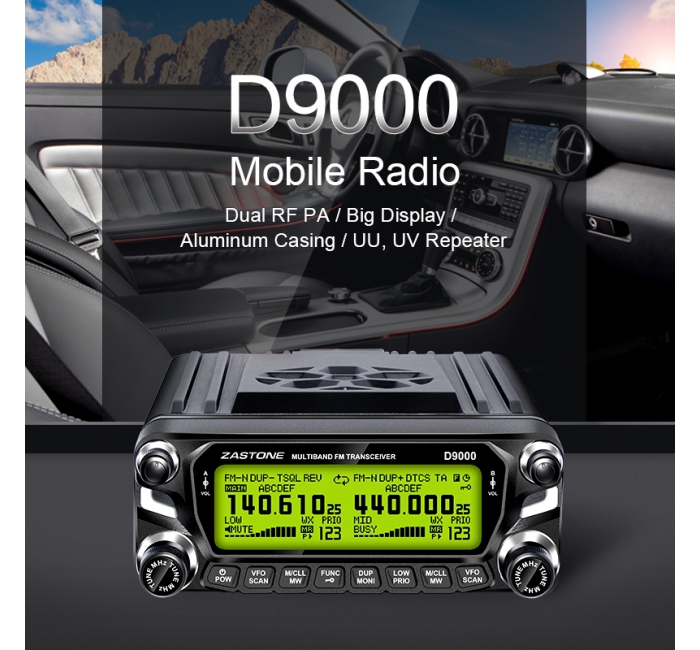 ZASTONE D9000 Car Walkie Talkie 50W mobiles Radio Dual Band VHF UHF